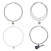4Pcs 4 Style Star & Guitar Natural Dalmatian Jasper & Alloy Pendant Necklaces Set with Waxed Polyester Cords NJEW-FI0001-16-1