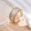 Brass Micro Pave Clear Cubic Zirconia Cuff Finger Rings for Women RJEW-C116-10G-2