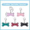 5Pcs 5 Colors Dog Bone Alloy Enamel Pendant Decoration HJEW-DR00137-2