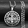 201 Stainless Steel Saint Benedict Medal Pendant Necklaces with Cuban Link Chains for Men FS-WG2A1DE-01-1