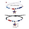 2Pcs 2 Style Alloy Enamel Charms Braided Bead Bracelets Set BJEW-SW00045-2
