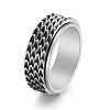 Grooved Feather Stainless Steel Rotating Finger Ring PW-WG72207-05-1