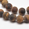 Frosted Natural Tiger Eye Round Bead Strands X-G-E262-02-8mm-2