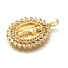 Religion Themed Rack Plating Brass Micro Pave Cubic Zirconia Pendants KK-L226-007G-07-2