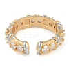 Letter X Brass Micro Pave Clear Cubic Zirconia Open Cuff Ring for Women RJEW-Q819-08G-3