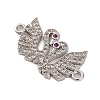 Rack Plating Brass Micro Pave Cubic Zirconia Couple Swan Connector Charms KK-Z070-13P-2