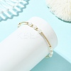 Rice Natural Cultured Freshwater Pearl & Brass Beaded Copper French Wired Bangles BJEW-JB13981-2