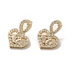 Cubic Zirconia Heart Stud Earrings EJEW-C057-14G-06-3