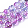Transparent Spray Painted Glass Bead Strands X-GLAA-N035-03D-B05-1