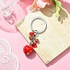 Valentine's Day Baking Painted Brass Bell Heart Keychain KEYC-JKC00526-2