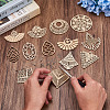 48Pcs 12 Style Undyed Natural Wooden Big Pendants WOOD-MP0001-01-5
