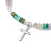 Cross 304 Stainless Steel Charm Bracelets BJEW-JB13112-4