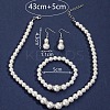 Plastic Imitation Pearl Round Beads Bracelets & Dangle Earrings & Necklaces Sets for Women FS-WG77A0B-01-5