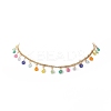 Glass Braided Flower Charm Bracelet & Necklace SJEW-JS01273-5