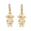 Brass Pave Clear Cubic Zirconia European Dangle Charms KK-U009-08B-G-1