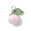 Natural Selenite(Dyed) Imitation Cat Eye Round Pendants PALLOY-TA00133-01-3