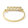 PVD Vacuum Plating 304 Stainless Steel White Round Plastic Beaded Bangles BJEW-G700-09G-3