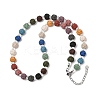 Chakra Natural Lava Rock Round Beaded Necklaces GG-CBA922D-05A-4