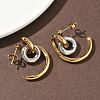 Two Tone C-Shaped with Ring 304 Stainless Steel Stud Earrings LS-EJEW-B156-12GP-2