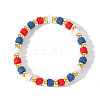Fashionable Handmade Polymer Clay & Brass Beaded Stretch Bracelets for Women KK6336-1