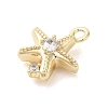 Marine Animal Theme Golden Brass Micro Pave Clear Cubic Zirconia Pendants KK-U031-01G-06-2