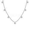 Rhodium Plated 925 Sterling Silver Pave Clear Cubic Zirconia Square Tassel Necklaces NJEW-Q342-07P-1