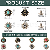 24 Sets 8 Style Zinc Alloy Buttons FIND-CP0001-86-2