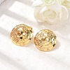 304 Stainless Steel Hammered Textured Flat Round Stud Earrings EJEW-K268-50G-2