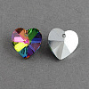 Heart Electroplated Glass Pendants EGLA-R082-04-1