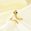 304 Stainless Steel Black Enamel Cuff Rings for Women RJEW-G338-05G-2