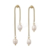 304 Stainless Steel & Natural Cultured Freshwater Pearl Dangle Earrings EJEW-JE07380-3