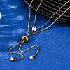 304 Stainless Steel Crystal Rhinestone Flat Round Box Chain Double Layer Slider Lariat Necklaces NJEW-K291-01G-3