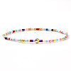 Bohemian Glass Seed Beads & Brass Stretch Bracelets for Women TI8364-14-1