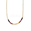 Bohemian Glass Beaded Brass Boston Link Chain Necklaces for Women Elegant Daily Jewelry CD0318-1-4