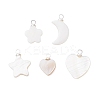 Natural Freshwater Shell Flower Star Heart Charms with Brass Bails PALLOY-JF05098-1
