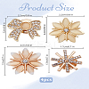 4Pcs 4 Styles Alloy Rhinestone Brooches JEWB-LP0004-08-2