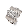 Brass Micro Pave Clear Cubic Zirconia Cuff Finger Rings RJEW-G337-34P-4
