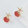 Ocean Theme 304 Stainless Steel Enamel Stud Earrings for Women MF2058-3-1