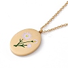 Enamel Oval with Birth Flower Pendant Necklace STAS-H174-02G-I-2