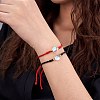 2Pcs 2 Colors Synthetic Moonstone Round Beaded Slider Bracelet BJEW-SW00057-01-6
