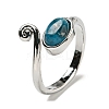 Natural Apatite Adjustable Rings RJEW-K269-08P-07-2