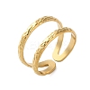 Ion Plating(IP) 304 Stainless Steel Double Line Open Cuff Ring for Women RJEW-S405-200G-5