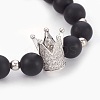 Natural Black Agate(Dyed) Beads Stretch Bracelets BJEW-JB03966-03-2