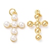 Brass Plastic Imitation Pearls Pendants KK-Q775-23G-1