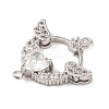Brass Pave Clear Cubic Zirconia Connector Charms KK-S389-36P-2