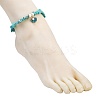 Zinc Alloy Enamel Shell Shape Charm Round Shell Pearl & Dyed Synthetic Turquoise Starfish & Magnesite Chip Beaded Anklets AJEW-AN00735-02-3