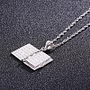 SHEGRACE Stylish Rhodium Plated 925 Sterling Silver Book with Word Pendant Necklace JN248A-3