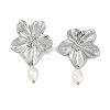 304 Stainless Steel Flower Stud Earrings EJEW-Z075-06P-1