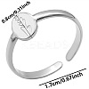 Minimalist Oval with Flower 304 Stainless Steel Wide Band Cuff Open Rings for Women PL9348-1-1