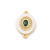 Brass Micro Pave Clear Cubic Zirconia & Shell Connector Charms KK-M303-03G-06-1